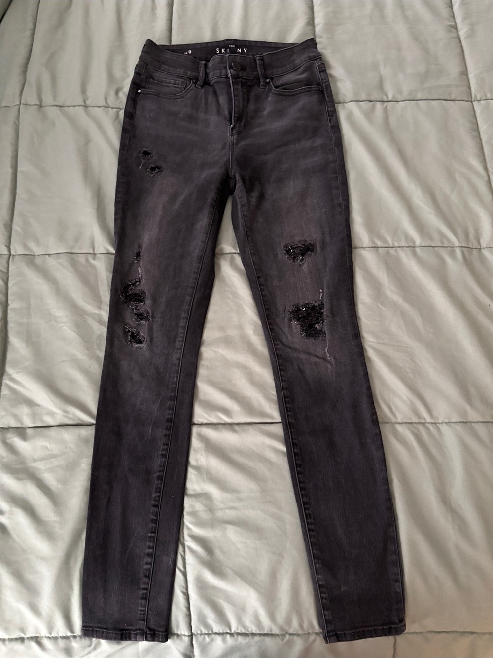 White House Black Market Black Distressed Skinny Jeans